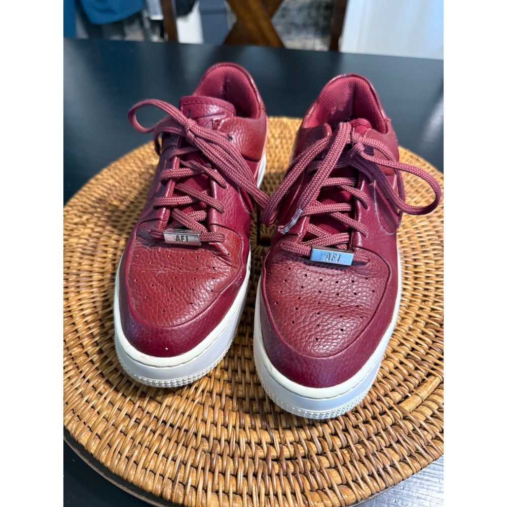 Nike Air Force 1 Sage Low Team Red Maroon Platform Sneakers Womens 7.5